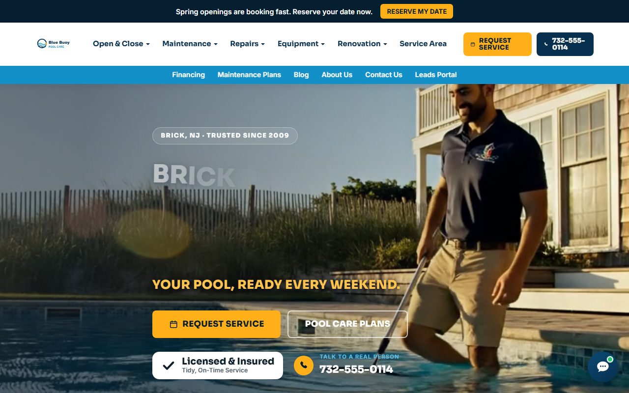 Blue Buoy Pool Care — Pool care demo website built by FangoLabs