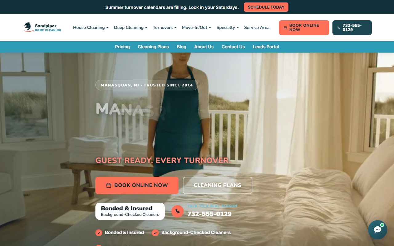 Sandpiper Home Cleaning — Cleaning demo website built by FangoLabs